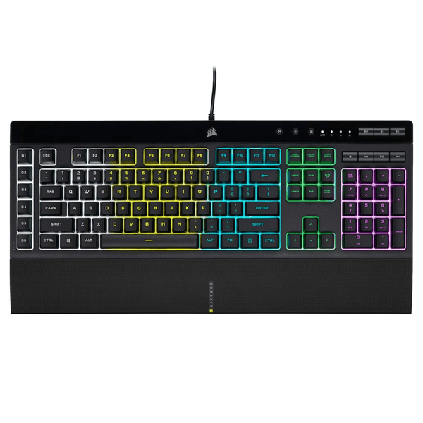 Corsair K55 RGB Gaming Keyboard IP42 Dust and Water Resistance Detachable Palm Rest Included - Wah Gaming Store