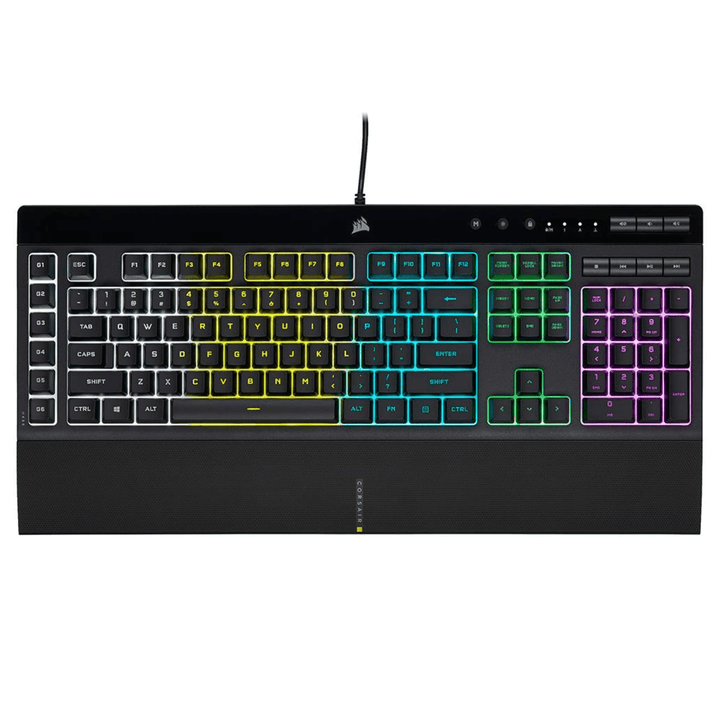 Corsair K55 RGB Gaming Keyboard IP42 Dust and Water Resistance Detachable Palm Rest Included - Wah Gaming Store