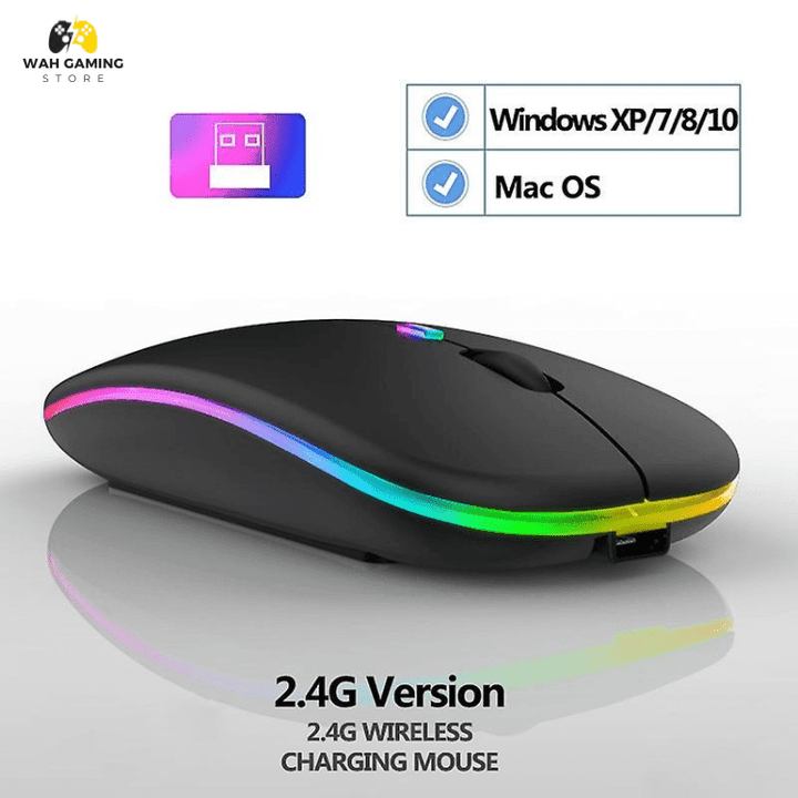 HP W10 Wireless Rechargeable Bluetooth Mouse With RGB Lights Adjustable DPI Silent Click 500Mah Long Battery - Wah Gaming Store