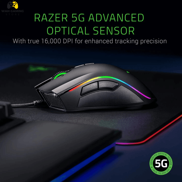 Razer Mamba Elite Wired Gaming Mouse 16,000 DPI Optical Sensor Chroma RGB Lighting 9 Programmable Buttons Used Best Condition - Wah Gaming Store
