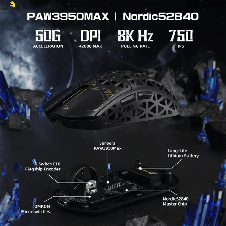 Attack Shark R5 Ultra 8K Carbon Fiber Wireless Gaming Mouse with 42,000 DPI - PAW3950 MAX Sensor, Nordic, 39g Ultra-Lightweight Brand New - Wah Gaming Store
