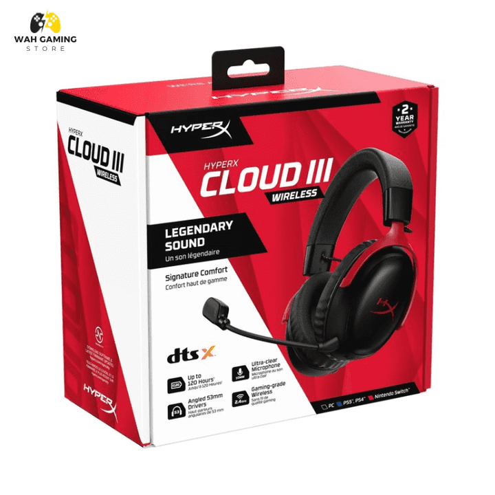 HyperX Cloud III Wireless Gaming Headset for PC, PS5, PS4, up to 120-hour Battery, 2.4GHz Wireless, DTS Spatial Audio, 53mm Angled Drivers Open Box Brand New Condition 1 Month Local Warranty - Wah Gaming Store