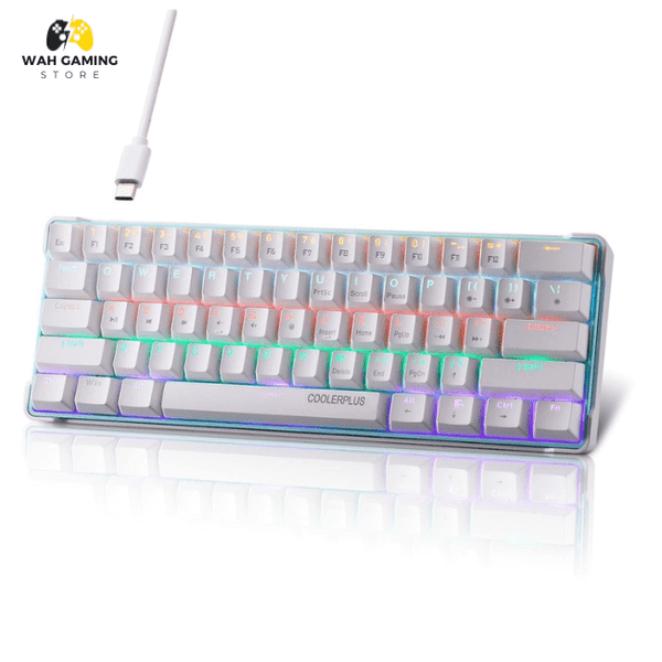 COOLERPLUS Wired Gaming Keyboard- 61 Keys Compact Mechanical Keyboard, Double Shot Keycaps with LED Backlit,Otemu Red Switch - Wah Gaming Store