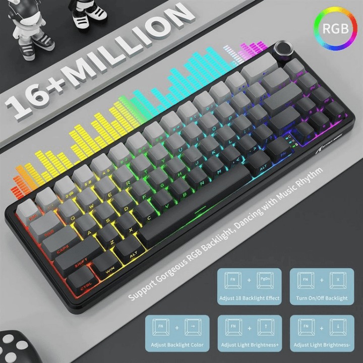 ATTACK SHARK X66 Wireless Mechanical Keyboard with Side Printed PBT Keycaps - Wah Gaming Store