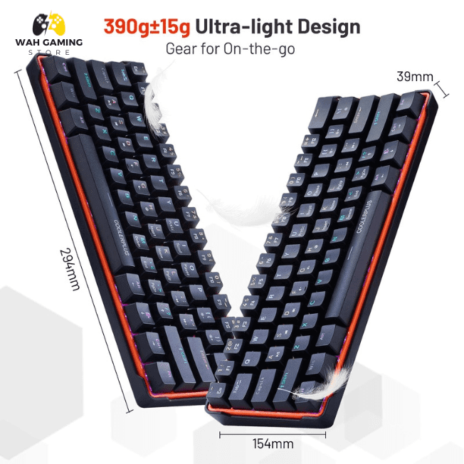 COOLERPLUS Wired Gaming Keyboard- 61 Keys Compact Mechanical Keyboard, Double Shot Keycaps with LED Backlit,Otemu Red Switch - Wah Gaming Store