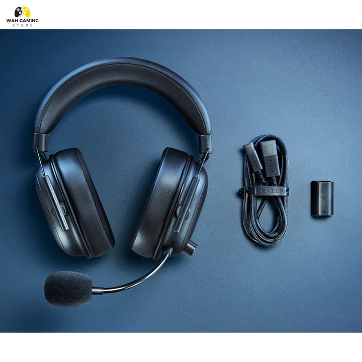 Razer BlackShark V2 X Hyperspeed with Hyperspeed dongle and accessories