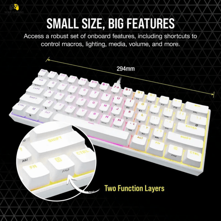 Corsair K65 RGB MINI 60% Mechanical Gaming Keyboard With CHERRY MX SPEED RGB Silver Mechanical Keyswitches Used Best Condition - Wah Gaming Store