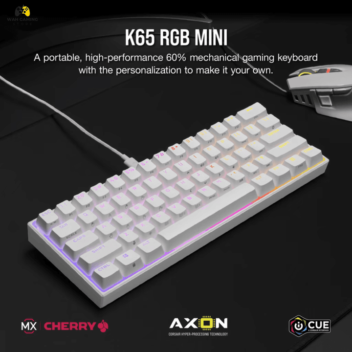 Corsair K65 RGB MINI 60% Mechanical Gaming Keyboard With CHERRY MX SPEED RGB Silver Mechanical Keyswitches Used Best Condition - Wah Gaming Store