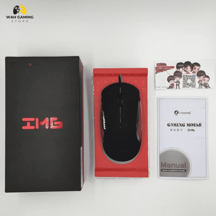 I-ROCKS IM6 WiRED RGB GAMING MOUSE With 1000hz Polling Rate Avago 3050 Sensor - Wah Gaming Store