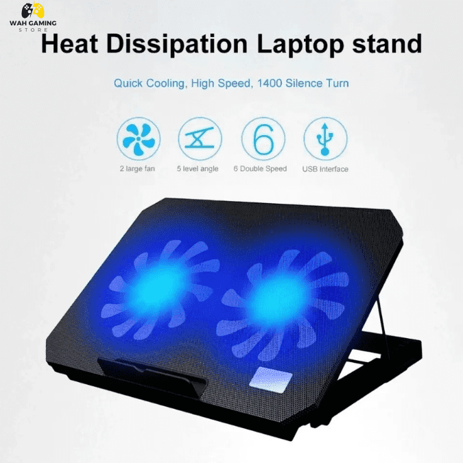 Speed X-N99 Doubble Fan Laptop Cooler With Ice Blue Lights . - Wah Gaming Store