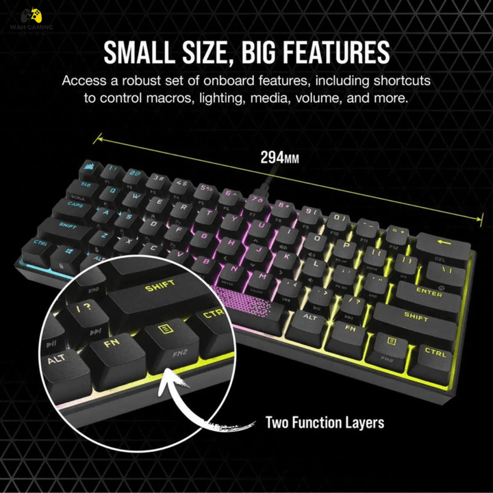 Corsair K65 RGB MINI 60% Mechanical Gaming Keyboard With CHERRY MX SPEED RGB Silver Mechanical Keyswitches Used Best Condition - Wah Gaming Store