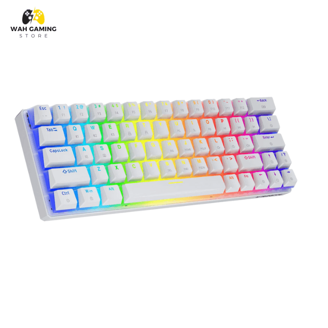 Tezarre TK63 Pro RGB Wireless Gaming Keyboard - White Gateron Red Switches - Pudding Keycaps - Wah Gaming Store