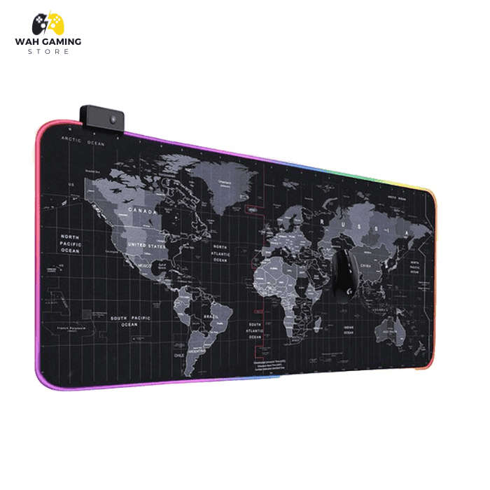 RGB Gaming Mouse pad - World Map Print RGB XL Gaming Mousepad With 15 Lighting Modes - Wah Gaming Store