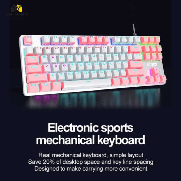 Altec Lansing 8404 RGB Gaming Keyboard with Metal Panel TKL 87 Keys Pink/White Theme - Wah Gaming Store