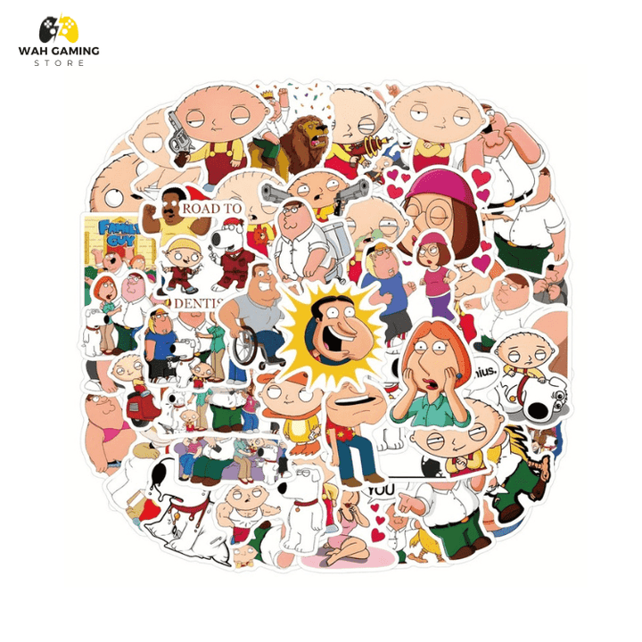 5pcs Family Guy Themed PVC Stickers Set - Versatile Self-Adhesive Decals - Wah Gaming Store