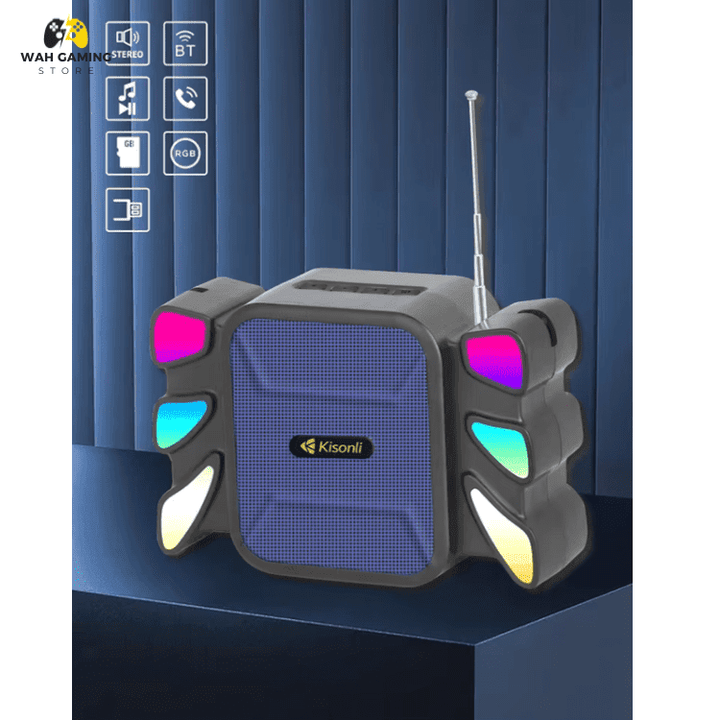 Kisonli S15 Bluetooth Wireless Speaker With LED Lights - Wah Gaming Store