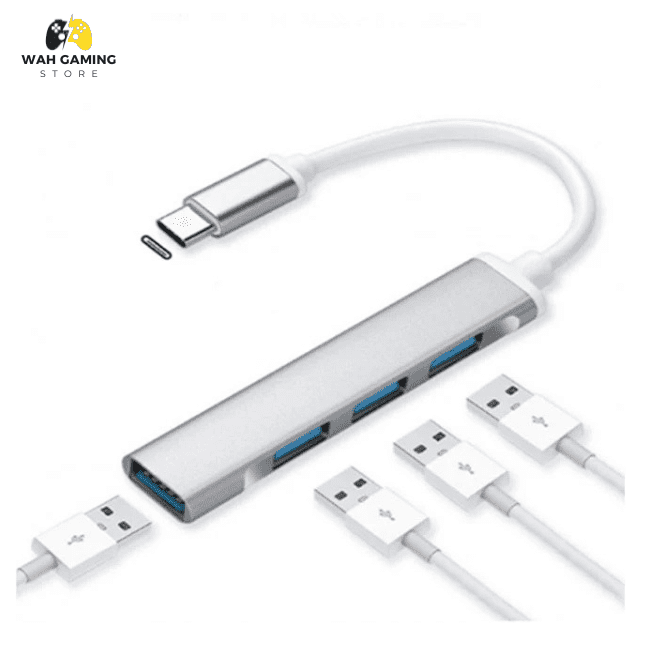 USB C HUB 3.0 Metal Type C 4 Port Multi Splitter Adapter For laptop Phone Tablet & Computer - Wah Gaming Store