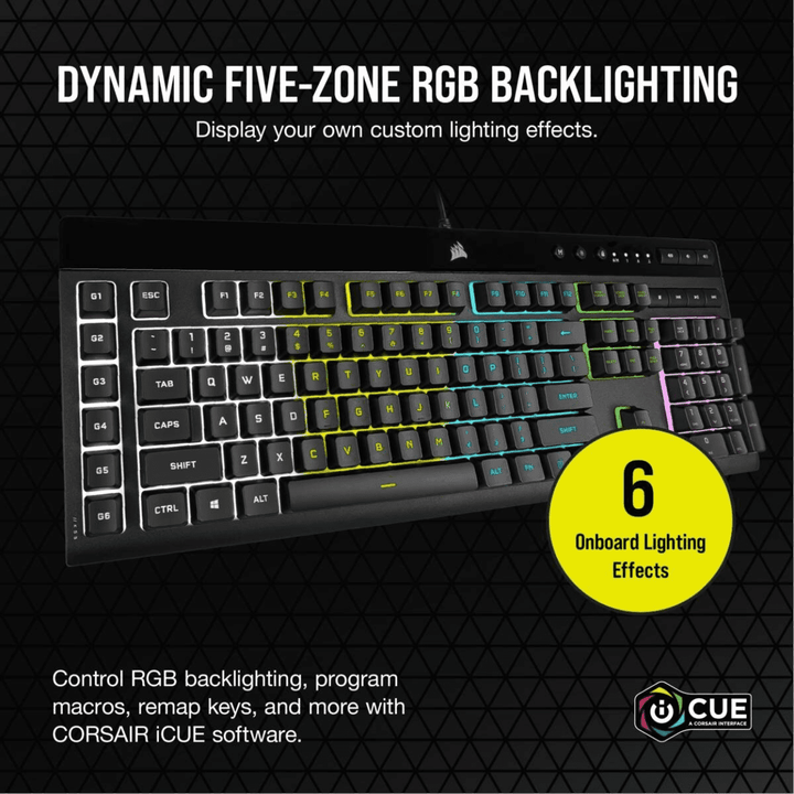Corsair K55 RGB Gaming Keyboard IP42 Dust and Water Resistance Detachable Palm Rest Included - Wah Gaming Store