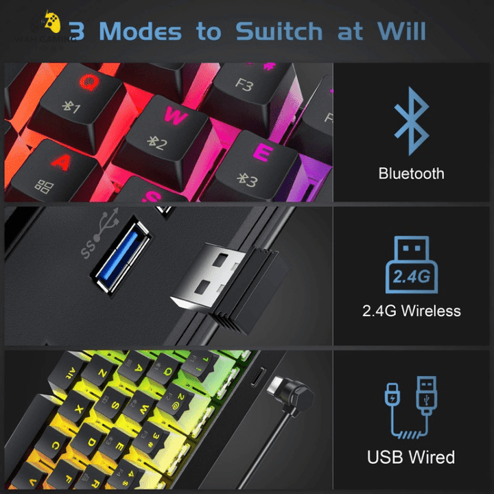Tezarre TK63 Wireless Mechanical Gaming Keyboard Black Color - Wah Gaming Store