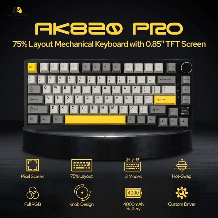 Ajazz AK820 Pro TKL Wireless RGB Mechanical Keyboard Brand New - Wah Gaming Store