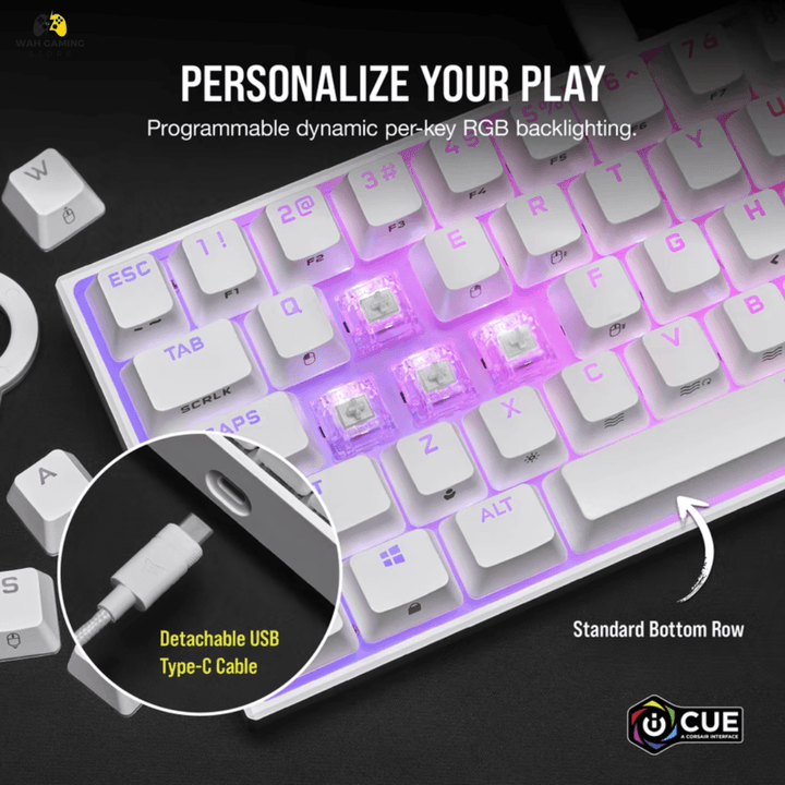 Corsair K65 RGB MINI 60% Mechanical Gaming Keyboard With CHERRY MX SPEED RGB Silver Mechanical Keyswitches Used Best Condition - Wah Gaming Store