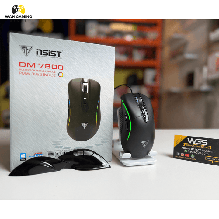 Nsist DM7800 Pixart 3325 Sensor With 10,000dpi With Additional Side Gripes - Wah Gaming Store