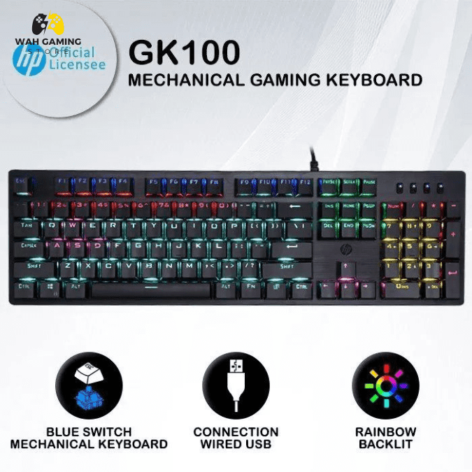 HP GK100F Mechanical Gaming Keyboard - Blue Switch - Wah Gaming Store