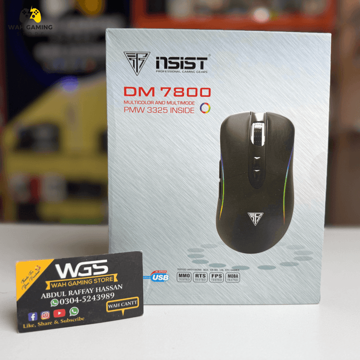Nsist DM7800 Pixart 3325 Sensor With 10,000dpi With Additional Side Gripes - Wah Gaming Store