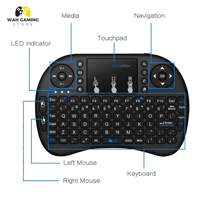 Mini Keyboard + Mouse Wireless Connection Rgb Remote - Wah Gaming Store