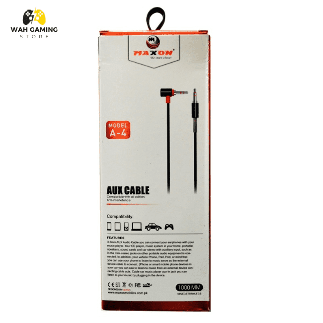 Maxon High Quality Aux Cable - Most Premium Quality Cable - Wah Gaming Store