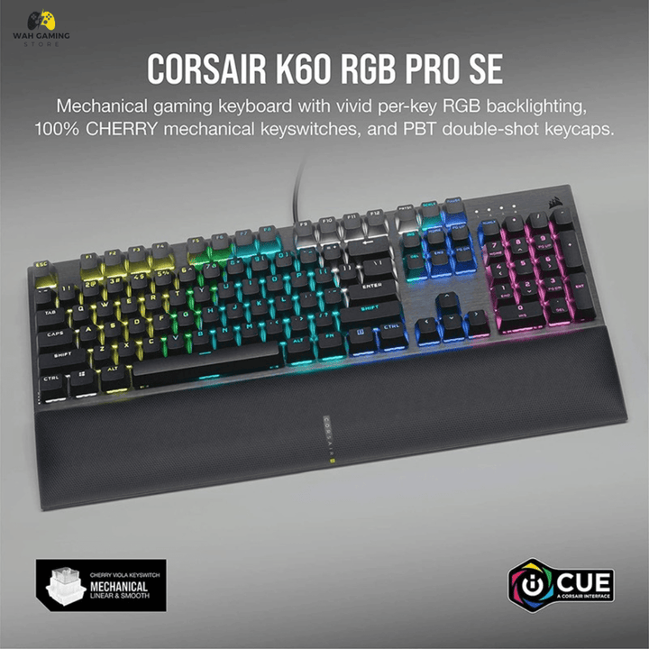 Corsair K60 RGB Pro SE Mechanical Gaming Keyboard CHERRY Mechanical switches Used Best Condition - Wah Gaming Store
