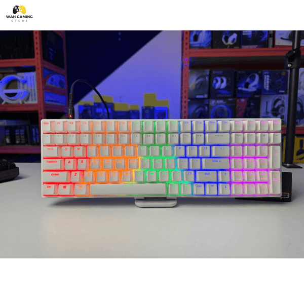 Kb 600 Compact Full Size - Hotswapable Rgb Mechanical Keyboard Yellow & Blue Switches - Black/White - Wah Gaming Store
