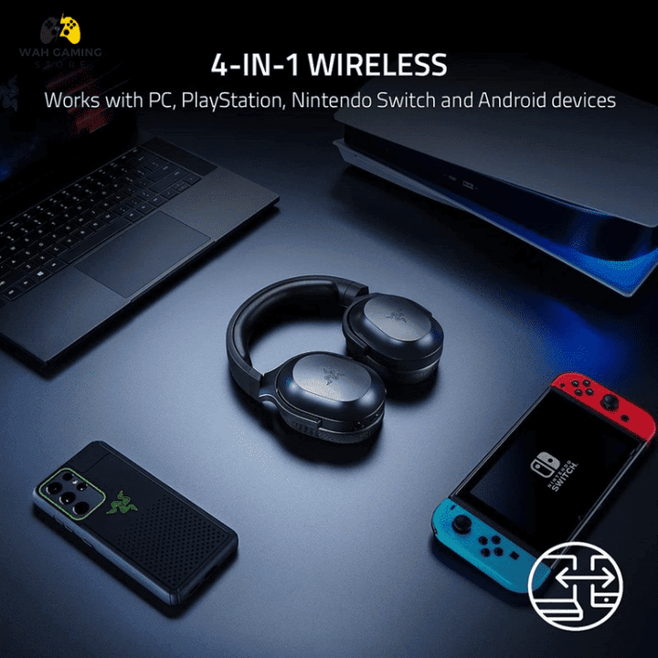 Razer Barracuda X 2022 Wireless Gaming & Mobile Headset PC, PlayStation, Switch, Android, iOS 2.4GHz Wireless Bluetooth Lightweight, Detachable Mic Black White - Wah Gaming Store