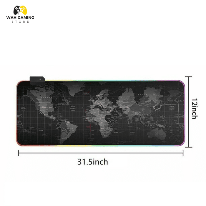 RGB Gaming Mouse pad - World Map Print RGB XL Gaming Mousepad With 15 Lighting Modes - Wah Gaming Store
