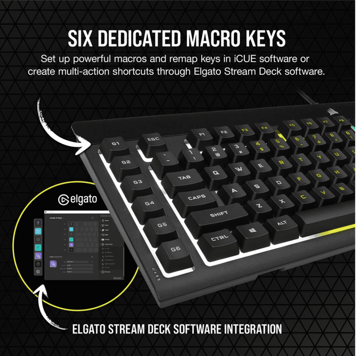 Corsair K55 RGB Gaming Keyboard IP42 Dust and Water Resistance Detachable Palm Rest Included - Wah Gaming Store
