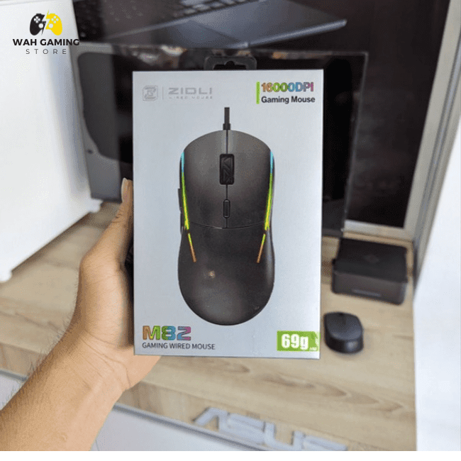 ZIDLI For M82 Gaming Mouse Ergonomic Grip 7 RGB colors Backlight 16000 DPI Weight 69g - Wah Gaming Store