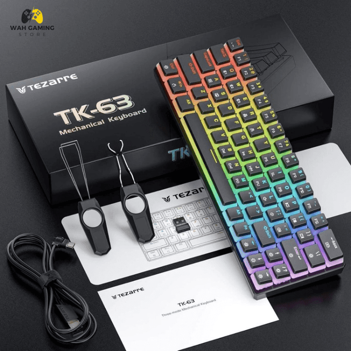 Tezarre TK63 Wireless Mechanical Gaming Keyboard Black Color - Wah Gaming Store