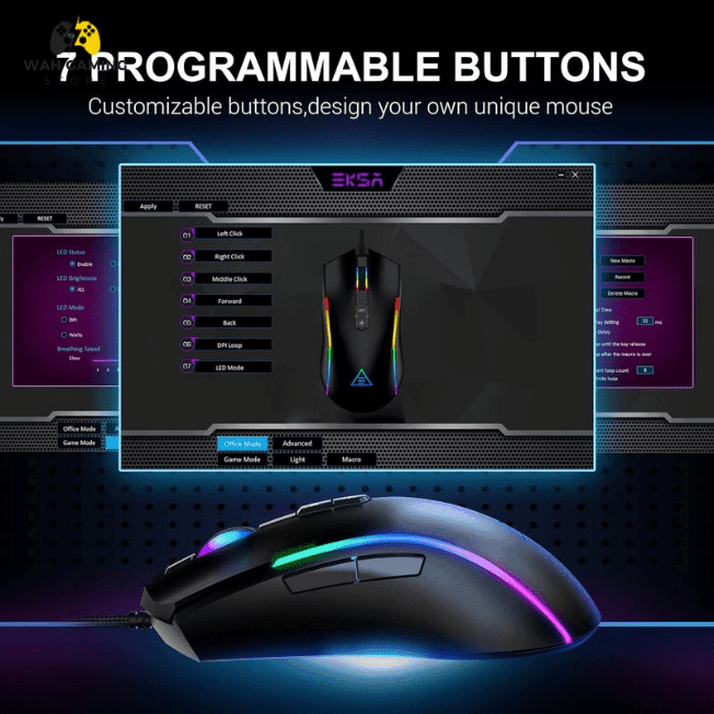 EKSA EM110 8000 DPI SOFTWARE SUPPORTED GAMING MOUSE - Wah Gaming Store