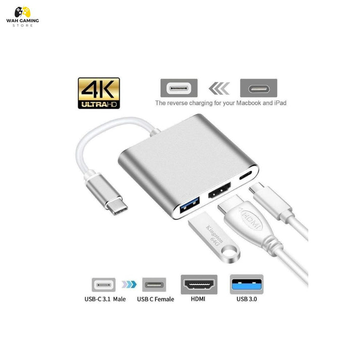 USB-C Hub Adapter with HDMI, USB 3.0, and PD Charging