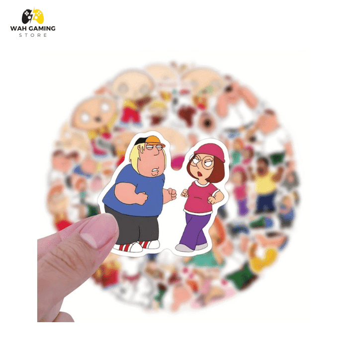 5pcs Family Guy Themed PVC Stickers Set - Versatile Self-Adhesive Decals - Wah Gaming Store
