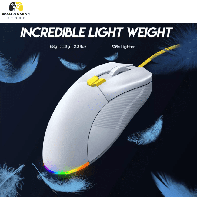 Zidli M85 RGB Gaming Mouse Optical Sensor 16,000 DPI 1000 Hz Polling Rate Paracord Cable ultra Lightweigh 68gram - Wah Gaming Store