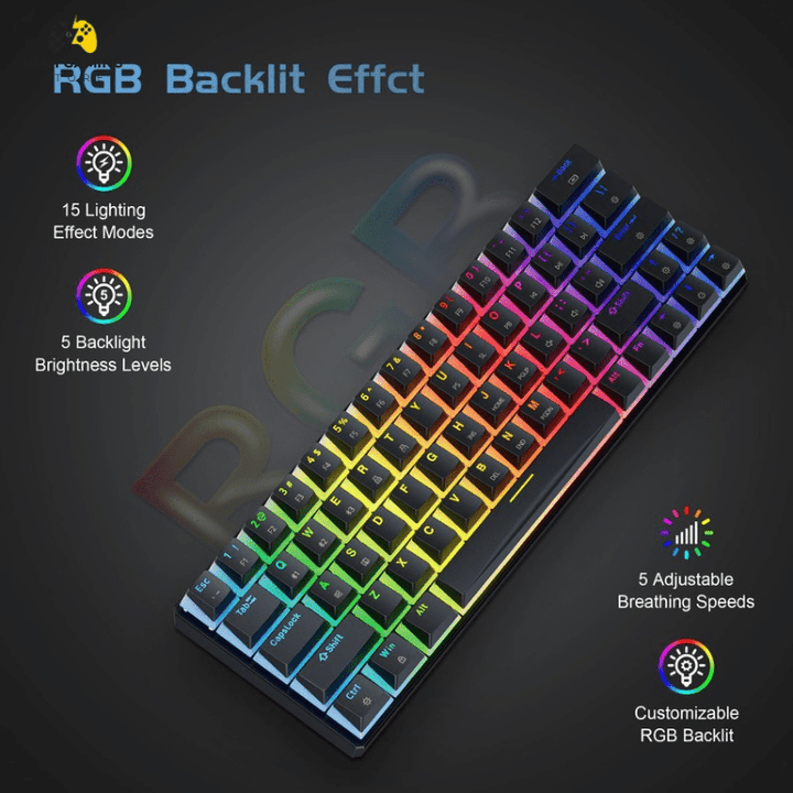 Tezarre TK63 Wireless Mechanical Gaming Keyboard Black Color - Wah Gaming Store