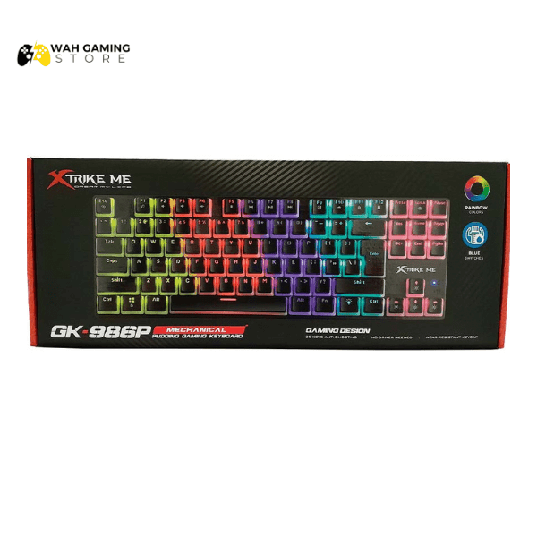 XTRIKE ME GK986P TKL Pudding Gaming Mechanical Keyboard – Blue Switches – Rainbow LED Lighting - Wah Gaming Store