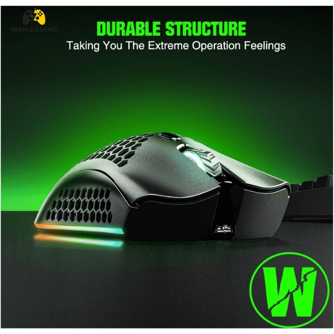 Bengoo KM-1 Wireless Rechargeable Gaming Mouse Honeycomb Design - Wah Gaming Store