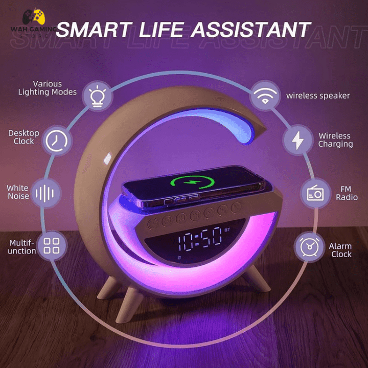 G-shape Multifunctional Lamp & Bluetooth Speaker With Wireless Charging Big Size High Quality - Wah Gaming Store