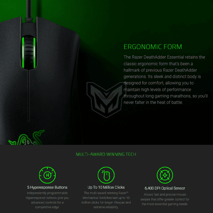 Razer DeathAdder Essential Gaming Mouse - Brand New Sealed Pack Orignal 100% - Black Colour - Wah Gaming Store