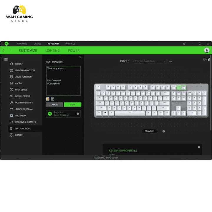 Razer Pro Type Ultra white Keyboard With Razer Yellow switches Used Without Box - Wah Gaming Store