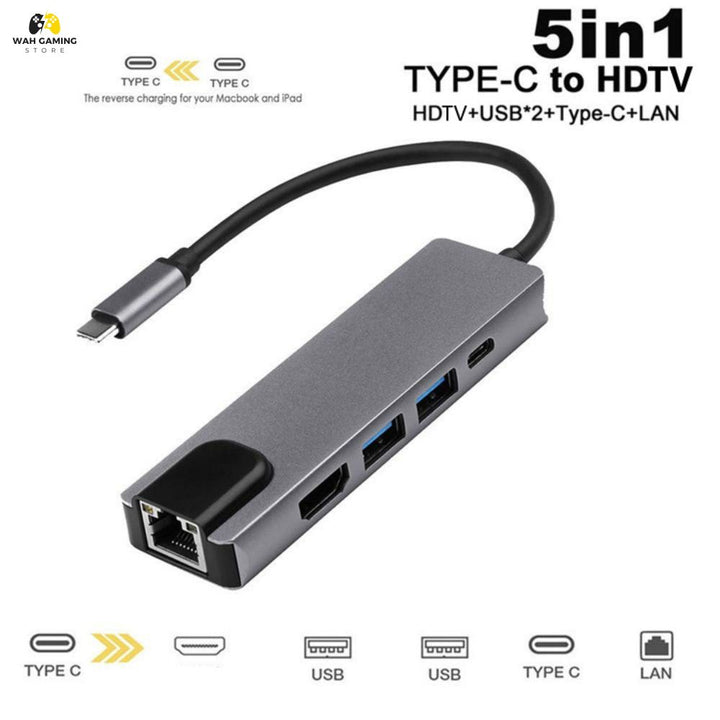 USB-C Hub Adapter with 4K HDMI, USB 3.0, and LAN
