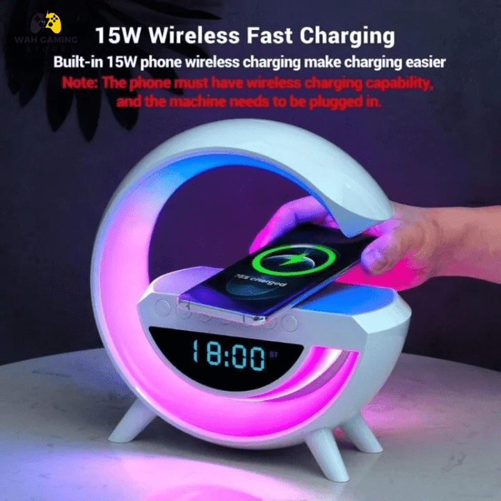 G-shape Multifunctional Lamp & Bluetooth Speaker With Wireless Charging Big Size High Quality - Wah Gaming Store