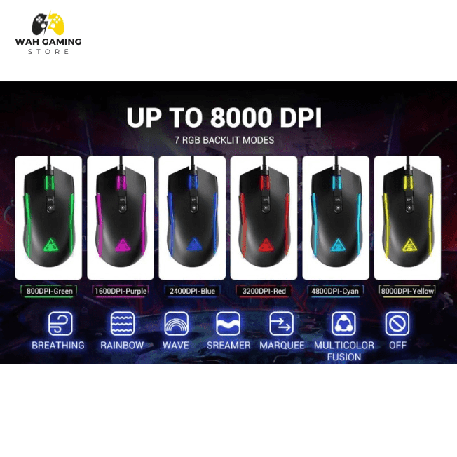 EKSA EM110 8000 DPI SOFTWARE SUPPORTED GAMING MOUSE - Wah Gaming Store